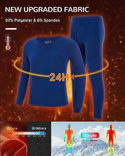 Runhit Boys Thermal Underwear Set Youth Kids Long Johns Boy Base Layer Soft Thermal Pants Fleece Lined Long Sleeve Shirt 5 51EdMccLSIL. AC