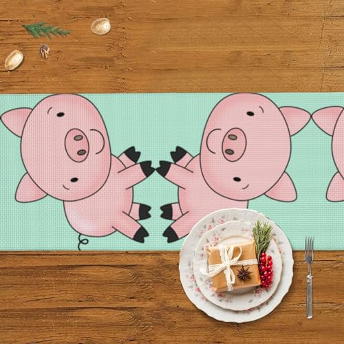 Chemin de table cochon haut de gamme 152 cm avec pompons de décoration - 6