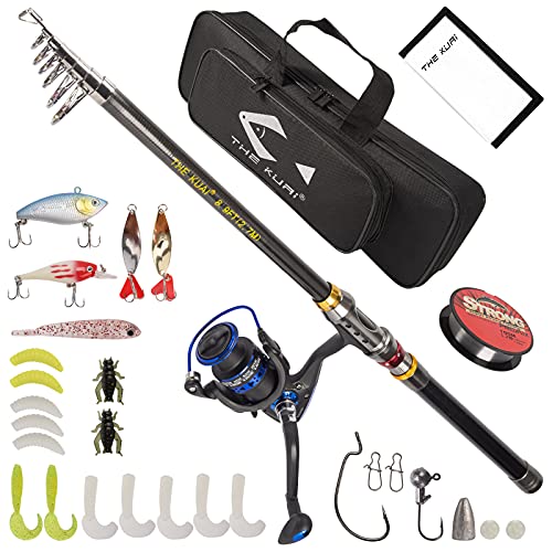 Thekuai Fishing Rod and Reel Combos Carbon Fiber Telescopic Fishing Pole with Reel Combo Sea Saltwater Freshwater Kit. Best Gift for Father, Husband, Beginner, Man and Women