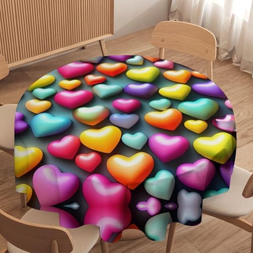 Nappe ronde arc-en-ciel 178cm en polyester lavable - 5