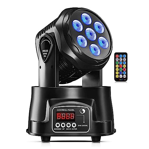 DELIBANG RGBW Cabeza Movil LED,7 LED Luz de Escenario con Auto/Control Remoto/ DMX512 para Partido...