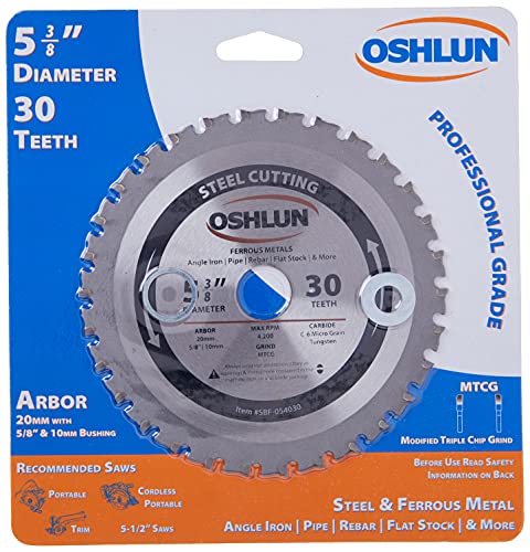 Oshlun Sbf-054030 5-3/8-Inch 30 Tooth Mtcg Saw Blade With 20Mm Arbor (5/8-Inch And 10Mm Bushings) For Mild Steel And Ferrous Metals #TOP3