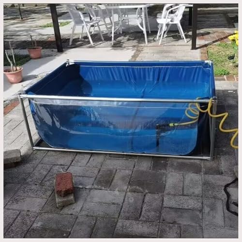 Laghetto per pesci con cornice in tela, grande piscina per acquacoltura con pannello di osservazione, acquario da esterno per pesci koi, pesci rossi e tartarughe, vasca di riproduzione(Blue-0.4m,0.5x0