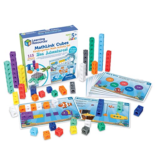 Learning Resources MathLink Cubes Kindergarten Math Activity Set Sea Adventures! - 115 Pieces, Age 5+, STEM Teaching Toys, Kindergartner Games