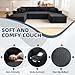 Mvpipi Cloud Couch U-Shaped Sectional Sofa, 134'' Modular Boneless Couches for Living Room, Corduroy Deep Seat Sofa with 2 Chaise Lounges and 1 Loveseat, 30D High-Resilience Foam, No Assembly, Black