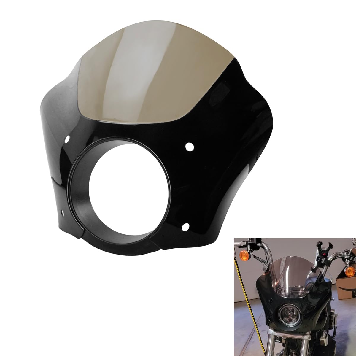 Photo 1 of HDBUBALUS Headlight Gauntlet Fairing with 49 mm Trigger Lock Mount Fit for Harley Dyna Low Rider Street Bob 2006-2019