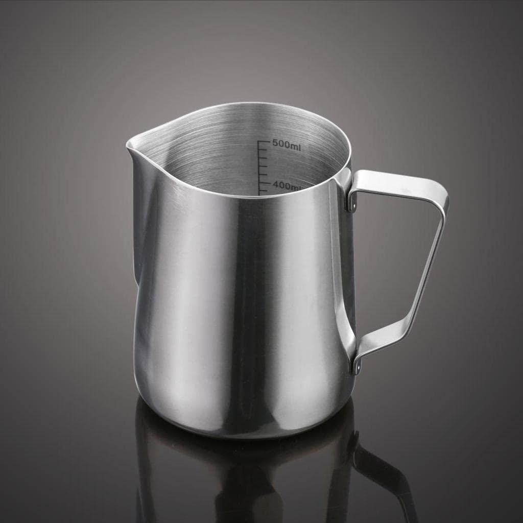 Jarra para Café Jarra para Espumar Leche Garland Cup Jarra para Latte Construida en Acero Inoxidable Sólido con Indicador de Cantidad y de