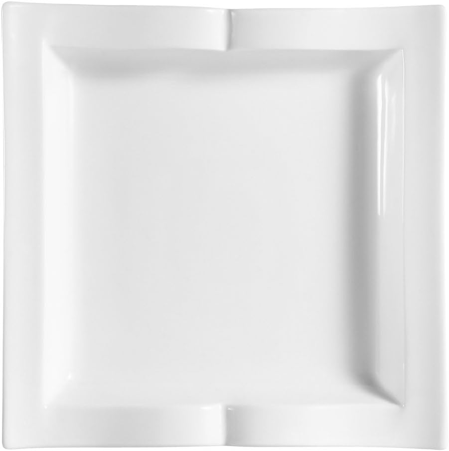 CAC China GBK-21 11-1/2-Inch Goldbook Porcelain Square Plate, White, Box of 12