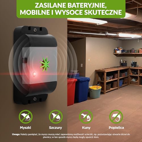 ISOTRONIC Ultradźwiękowy odstraszacz myszy i szczurów – Do piwnicy, garażu i na strych – Ochrona bez trucizny i pułapek – Zasięg skuteczny 40 m² (4 sztuki)