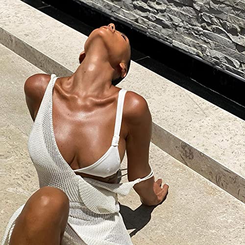 Robe Crochet Blanche Transparente L Ajustable pour Sublimer le Bikini - 4