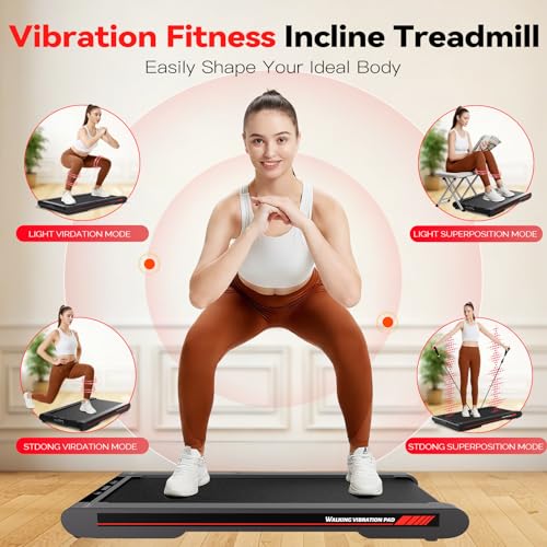 Image of Sperax Manual 10% Incline Walking Pad with App,4 in 1 Walking Vibration Pad,Under Desk Treadmill for Home with Remote Control