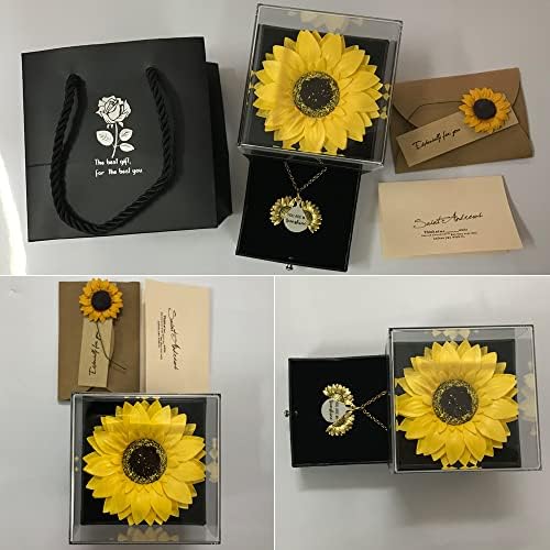 Artificial Sunflower Gifts for Women Her Daughter Girlfriend Wife Mom Friends Sisters Aunt, You are My Sunshine Necklace with Gift Box for Birthday Wedding Mother's Day Xmas Present