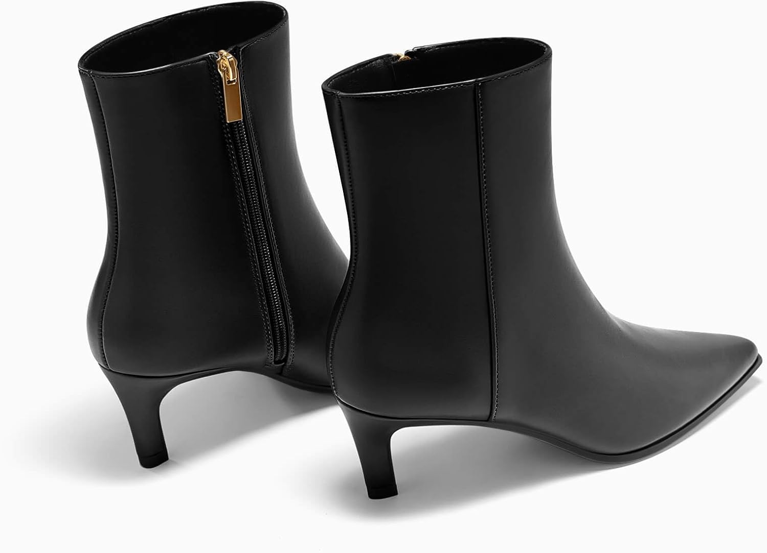 Coutgo Ankle Boots for Women Kitten Low Heel Pointed Toe Booties Side Zipper Fall Shoes - Image 6