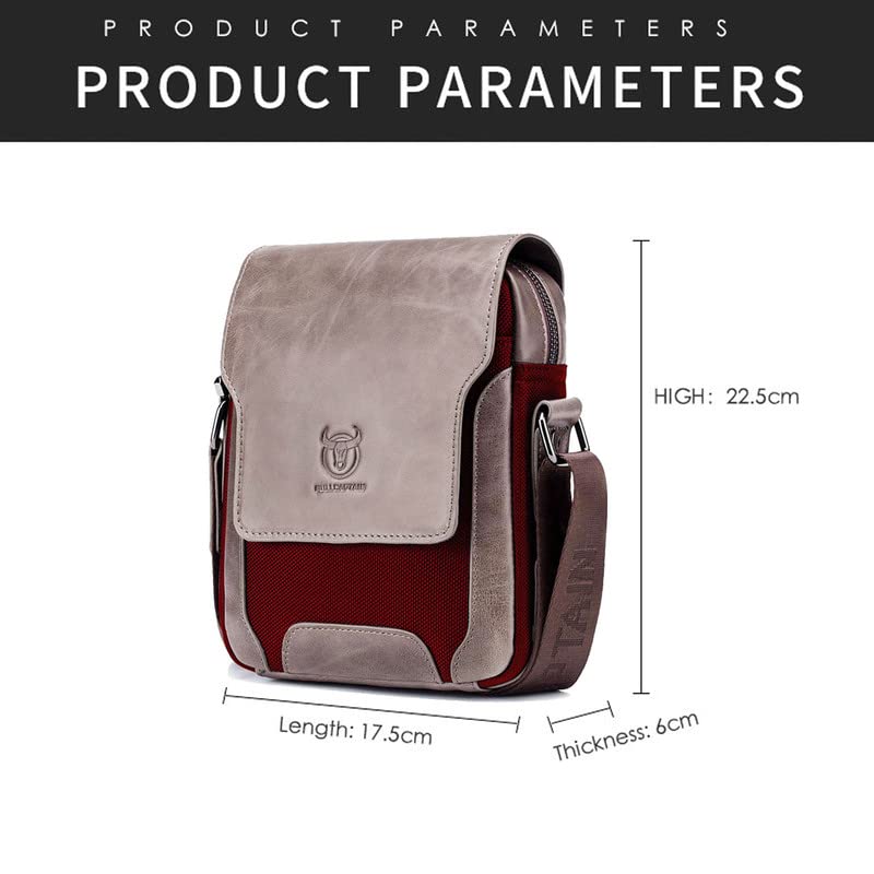 Bandoleras Hombre Piel,Bolsos Bandolera Hombre,Bolso Hombre,Adecuado para Trabajo, Viajes, cafetería, etc,Rojo.
