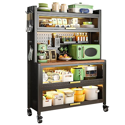 Etagere de boulanger de cuisine avec armoire de rangement et support micro-ondes
