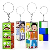 Magic Cube Set Schlüsselanhänger 1x3 Mini Würfel Schlüsselanhänger Spielzeug Infinity Magic 3D Puzzle Würfel Stressabbau Geschenk für Kinder und Erwachsene (4 Packungen)