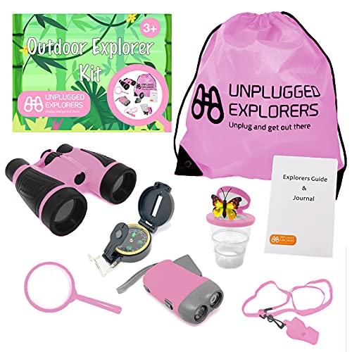 Unplugged Explorers 9 Piece Kids Outdoor Explorer Kit-- Backpack, Binoculars, Flashlight, Compass, Bug Collector, Whistle, Magnifying Glass, And Journal. Boy/Girl Stem… #TOP27