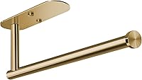 VAEHOLD Gold Stainless Steel Adhesive Paper Towel Holder - Under Cabinet Wall Mount, No-Drill Kitchen Roll Dispenser, 12-Inch Rustproof Bar