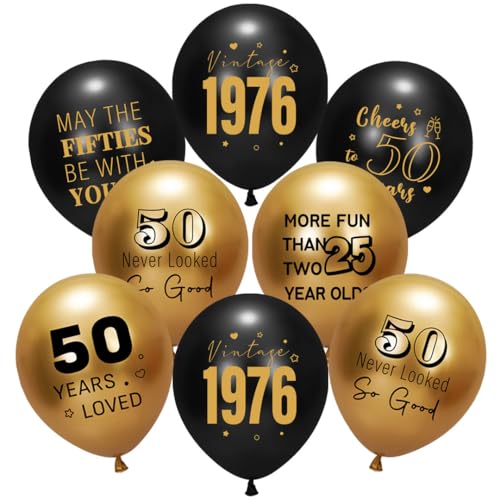 50th Birthday Balloons Black Gold 30PCS Happy 50th Birthday Decorations with Funny Birthday Words for 50 Golden Birthday Party Decoration1976th