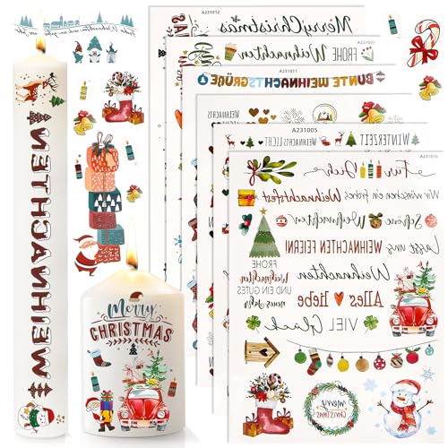 Kerzentattoos Weihnachten 6 Stück, RUNEAY Kerzensticker Weihnachten...