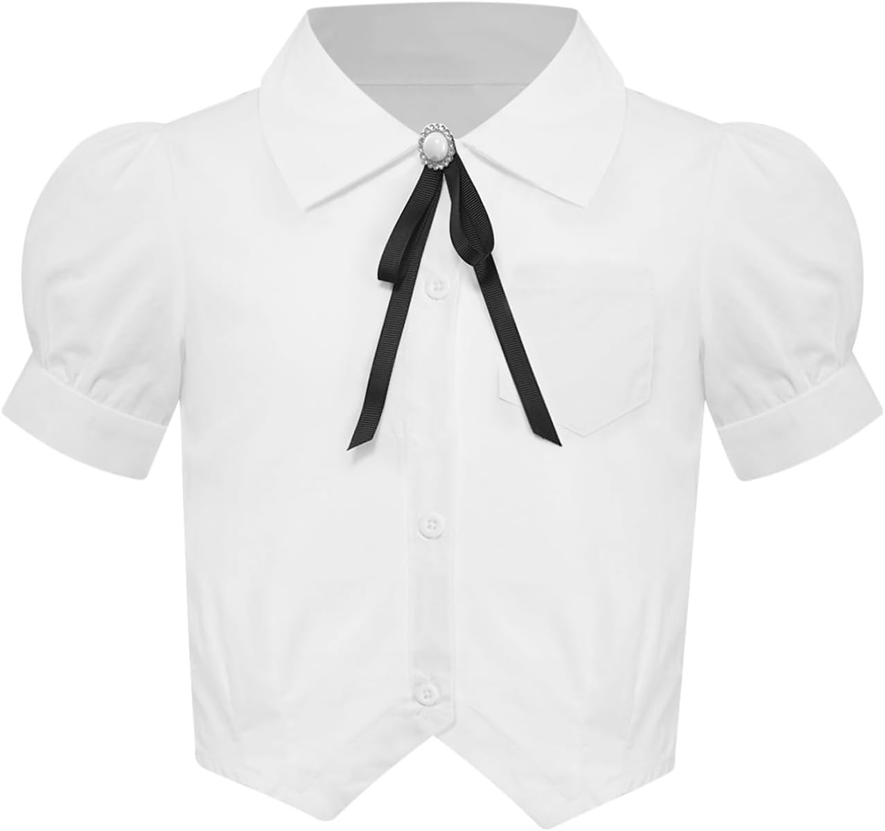 iiniim Girls Button Down Shirts Short Sleeve Blouse Summer Casual T-Shirt Daily Wear for Kids 5-14 Years