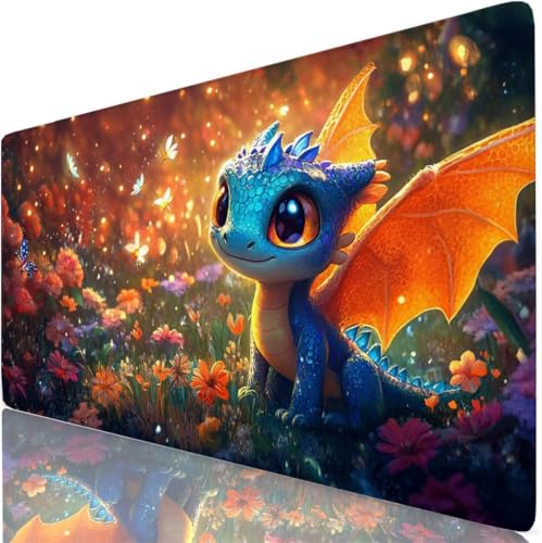 Tapis de souris gaming antidérapant XXL bleu pour ordinateur