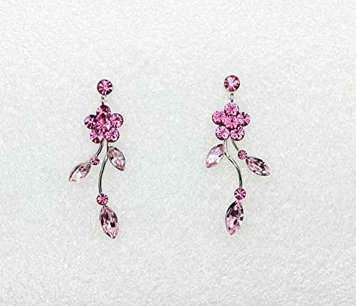 Image of Faship Gorgeous Rhinestone Crystal Floral Necklace Earrings Set