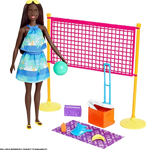 Barbie GYG18 - Loves the Ocean Volleyballspaß Spielset mit Volleyballnetz und Zubehör aus recyceltem Kunststoff, Spielzeug Geschenk für Kinder von 3 bis 7 Jahren – Bild 6