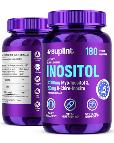 Complejo de Inositol con Ácido Fólico – Relación 40:1 Myo y D-Chiro – Apoyo Hormonal y del Ciclo Femenino – 180 Cápsulas Veganas – Alta Absorción – Certificado GMP