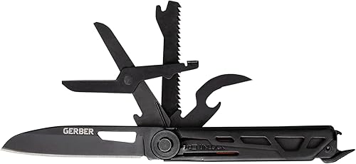 Gerber Gear Armbar Scout Multiherramienta 7 en 1 - Hoja de borde liso de 2.5 pulgadas, martillo, tijera, sierra, equipo EDC - naranja quemado