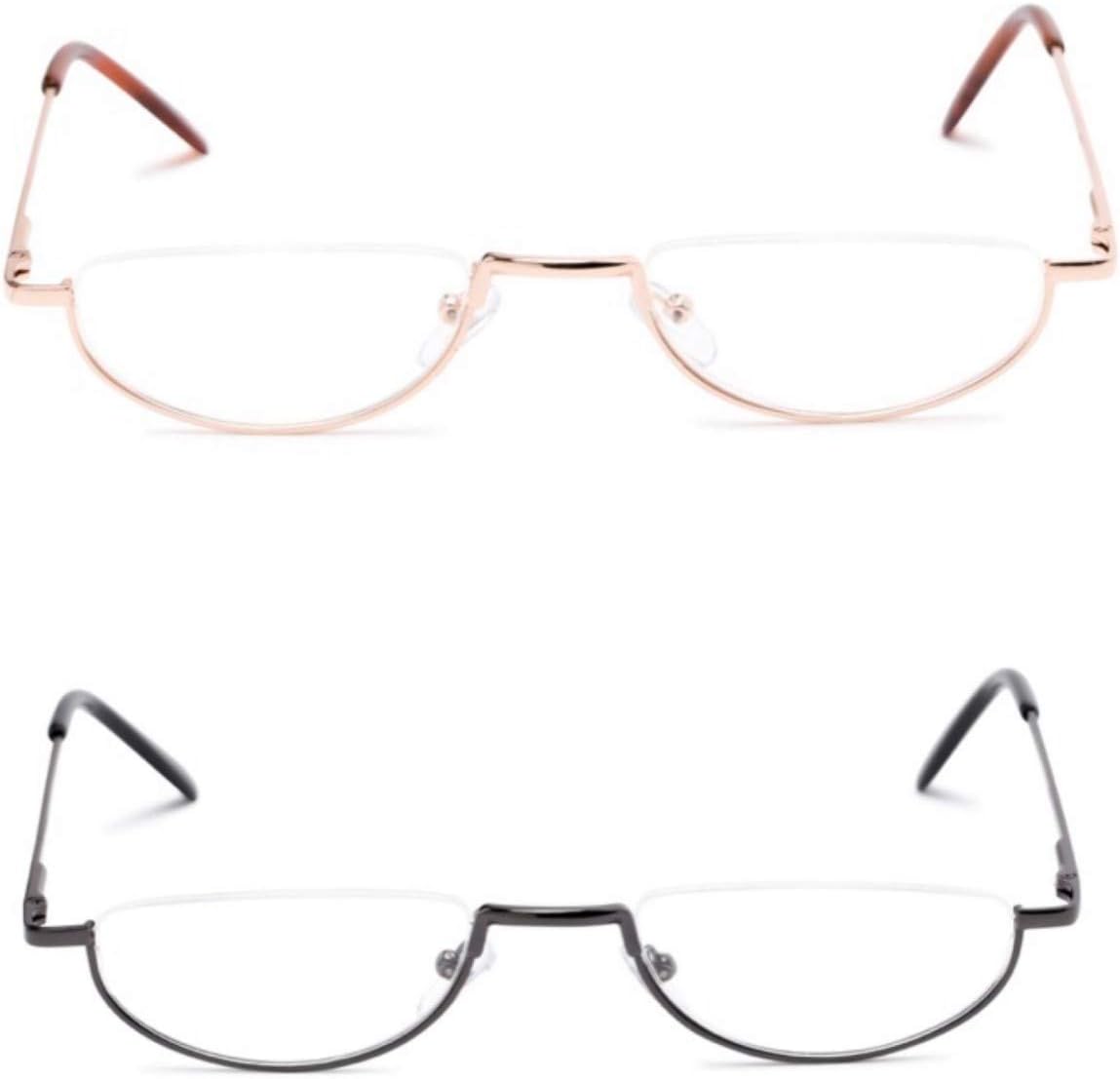 Readers The Lynwood Unisex Half Moon Half Frame 1.75 (2 Pair) Gold and Grey