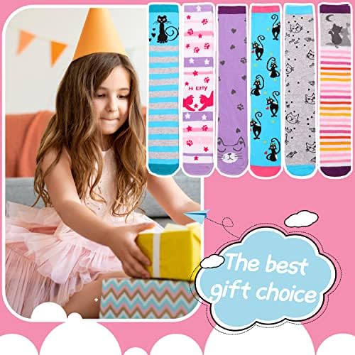 ANTSANG Girls Knee High Long Socks for Child 6 Pairs Fun Animal Pattern Tall Crazy Cute Girls Gift Boot Funny Kids Socks