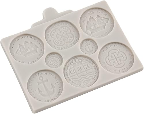 Miniatura 9 de MYPRACS Moldes de silicona para barcos de vela monedas del tesoro molde para fondant brújula timón gaviota velero gancho moldes de chocolate para