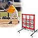 QWORK 9 Hole Pitching Net with Adjustable Heights & Wheels -Baseball Pitching Target T-Shaped Bases, Softball Throwing Aid for All Ages & Skill Levels