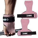 KKH Wrist Straps for Weightlifting, Heavy Duty Deadlift Straps with Adjustable Wrist Grips Fitness Pads (Pink)