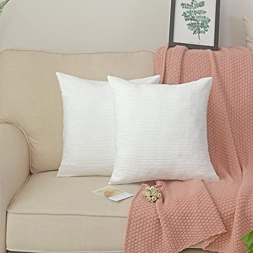 Spring Garden Home Decorative Pillows Cover Cushion Cases Pack Of 2, Farmhouse Terrace Indoor Outdoor Decorations, 20 By 20 Inch, Pure White #TOP4