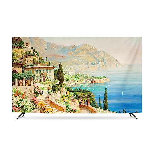 Staubschutzhülle Für 32–85 Zoll, Antistatisch, Staubdicht, LCD/led/hd-Panel-gehäuse, Computer-Monitor-Abdeckung, Kompatibel Mit 22–25 Zoll Pc, Desktop Und Tv, Marmor(Size:55IN,Color:A)