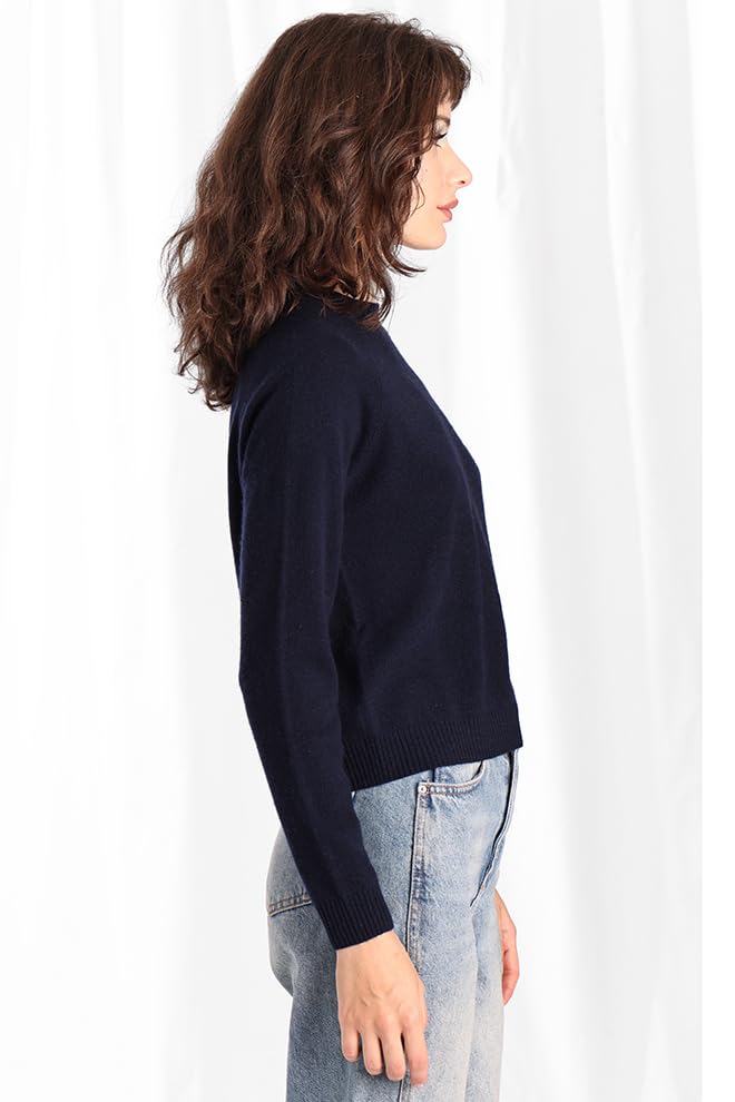 Image of Minnie Rose Womens Long Sleeve Shrunken Crew Cashmere Sweater