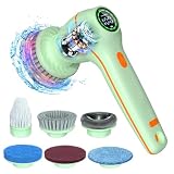 Electric Spin Scrubber, Cordless Cleaning Brush with LED Display, 6 Replaceable Brush, Handheld Power Shower Scrubber for Cleaning Floors, Windows, Bathtubs, Sink, Buffer Pad for Car, Tile Polishing