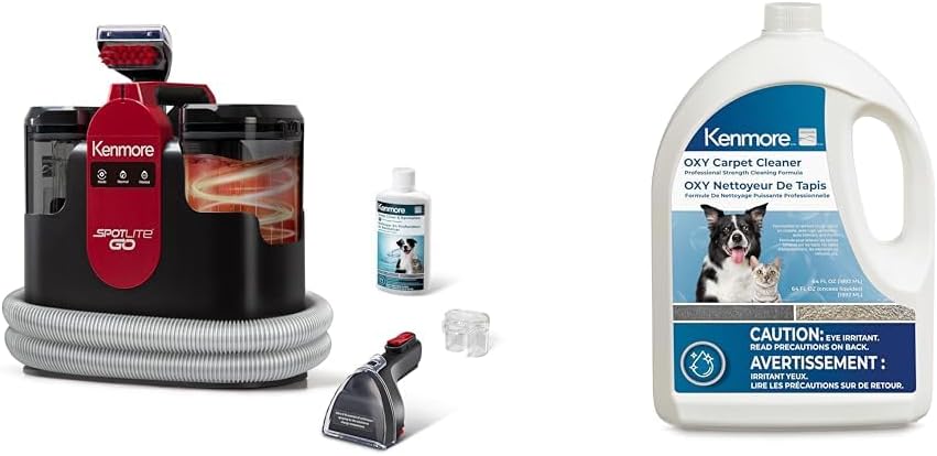 Kenmore KW1050.01 Upgrade Portable Heated Carpet & Upholstery Spot Cleaner + Kenmore KS1030 OXY Carpet Cleaner Professional Cleaning Formula, 64 oz