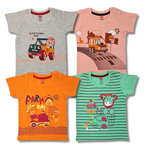 Luv Lap Half Sleeve Boys T-Shirt, for Baby, Infants & Toddlers, Multicolour, 100% Cotton, Baby Boy Dress, Baby Boy Clothes, Kids Clothing, Pack of 4