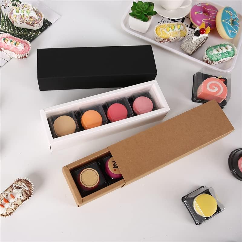 20pcs Drawer Type 4 Pack Macarons Pastry Box Cage Baking Cookies Cookie Pastry Box Handmade Biscuit Part Gaft (White)