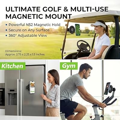 Magnetic Golf Cart Phone Holder, Compatible with iPhone/Galaxy/Google Pixel, Golf Phone Mount Fits EZGO, Club Car, Yamaha, Golf Cart Accessories Essentials Gift for Friend Men Women