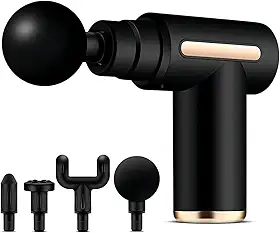 Massageador Elétrico Pistola Muscular Profissional Recarregável 4 Ponteiras Massagem Relaxante Alívio Dores Pós-Treino Miofascial Fitness Corpo Inteiro Esportivo Portátil Silencioso Premium