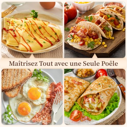 YASHE Crêpière 26 cm antiadhésive, non toxique, sans PTFE ni PFAS – vue 7