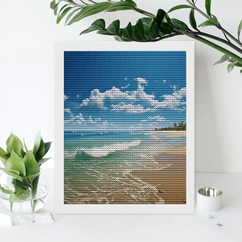 Kit de pintura de diamantes 5D grande KOAYUBFC para adultos principiantes diseño playa 4