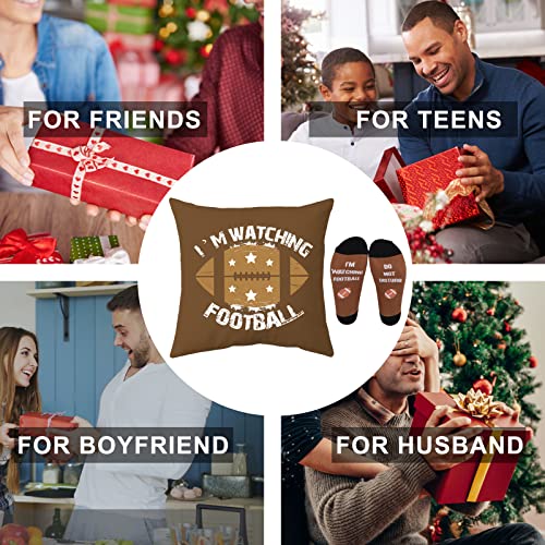 Football Gifts Pillow Cover Case 18X18 Inch And Funny Socks Combo, Bowl Party Decorations Supplies, Football Lover Super Valentine Gifts For Teen Boys Men Him #TOP4