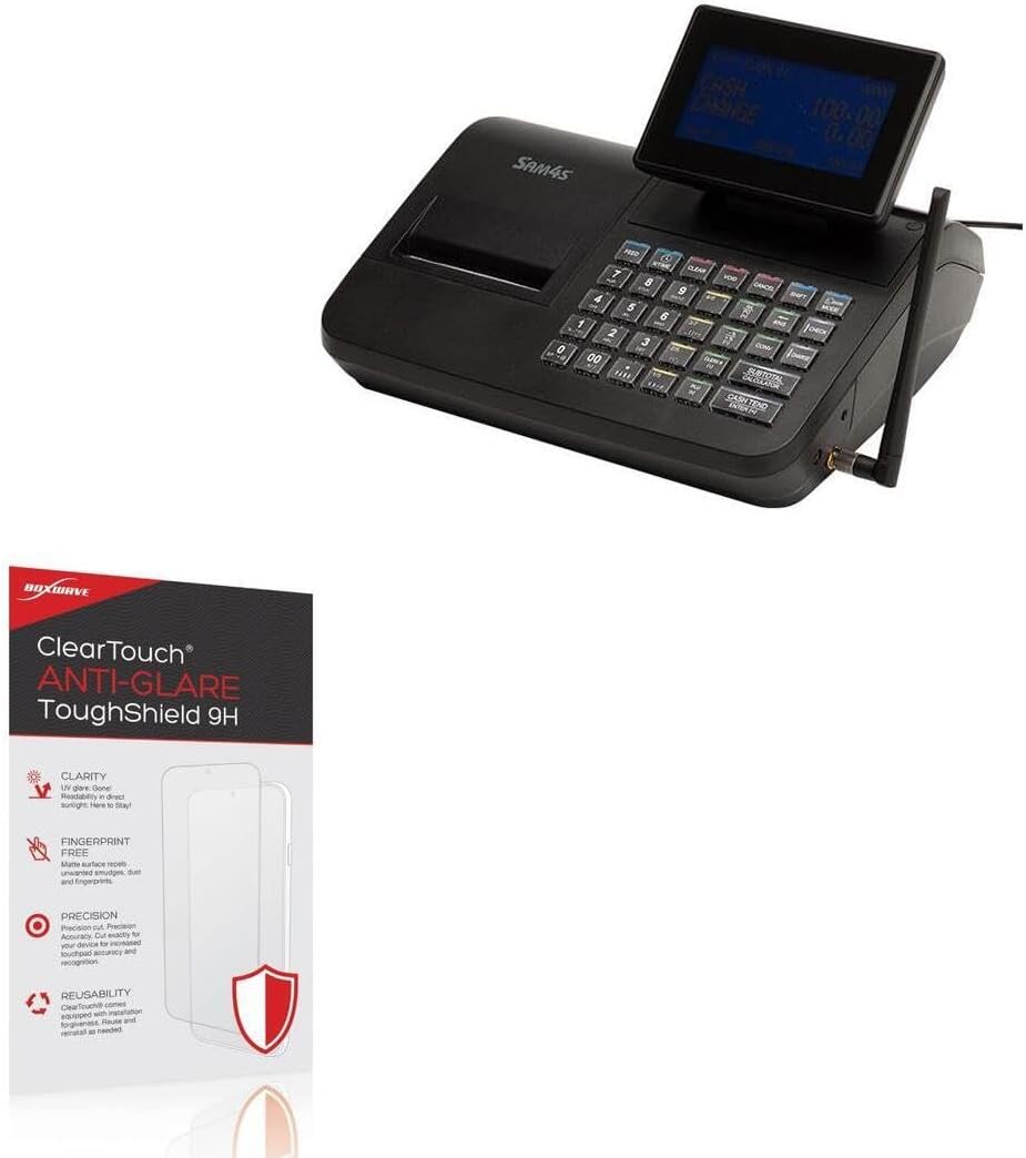 BoxWave Screen Protector Compatible With Sam4s ECR NR-400 - ClearTouch Anti-Glare ToughShield 9H (2-Pack), Anti-Glare 9H Tough Flexible Film Screen Protector