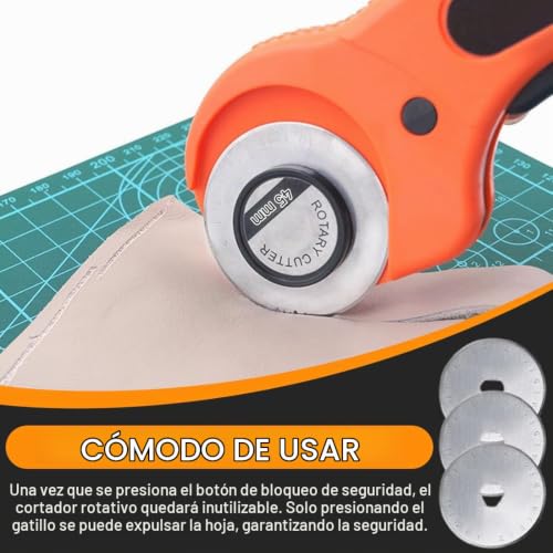 Miniatura 5 de Cuter Rotatorio Cúter De Cuchilla Circular Cúter Rotativo Con 5 Cuchillas De 45mm, Cúter Rotativo Tela, Cortar Herramienta De Corte, Para Cortar Tejidos, Tarjetas, Cuero, Papel Kraft
