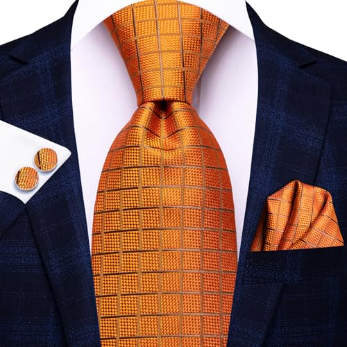 Image of Hi-Tie Men's Tie Sets Silk Paisley Striped Necktie Pocket Square Cuff-links Sets Wedding Business Holiday